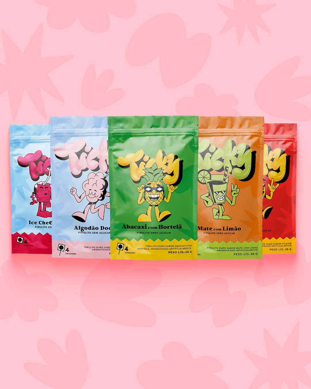 Pirulito Zero Açúcar - Mix (Algodão Doce, Cherry, Spicy, Abacaxi