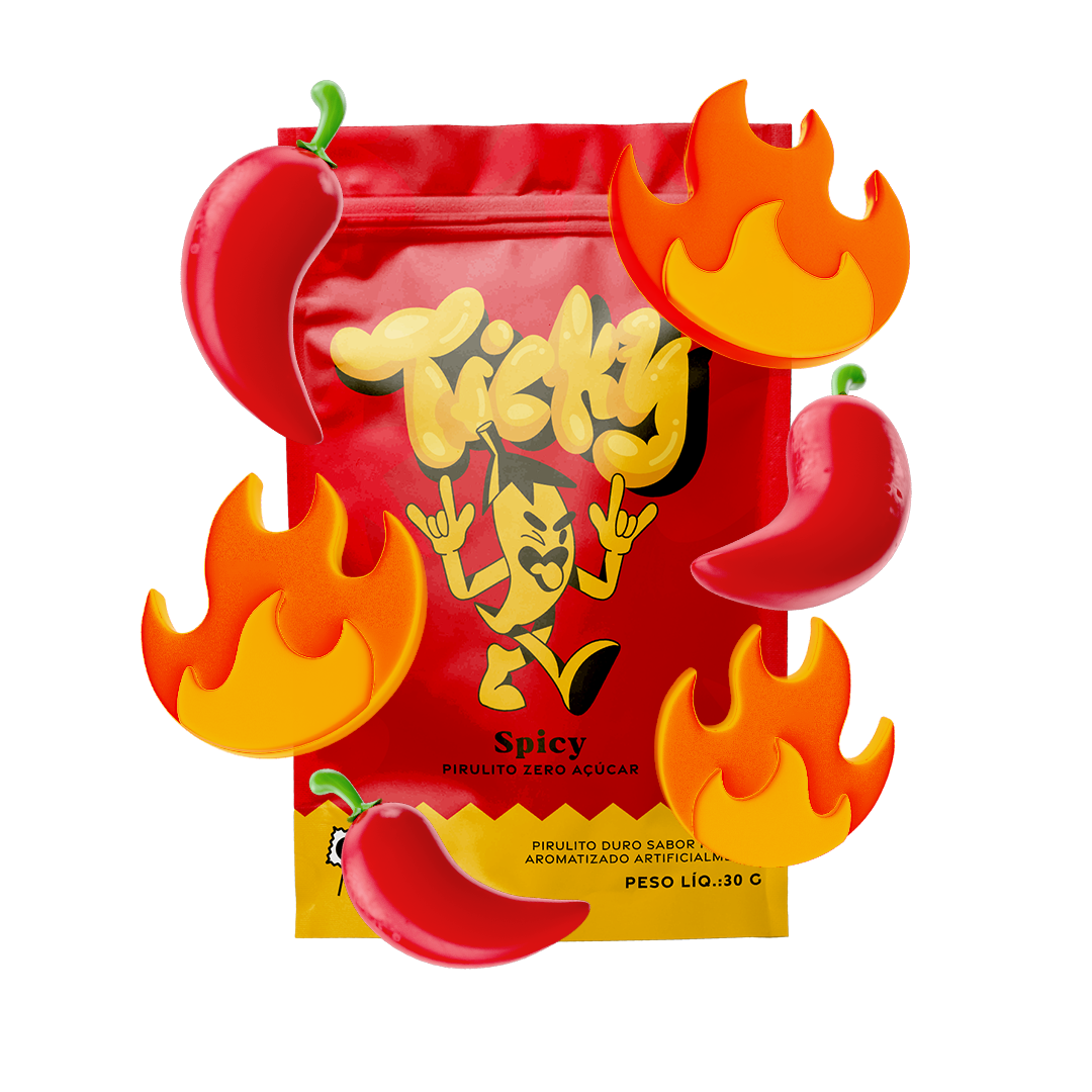 Pirulito Zero Açúcar - Mix (Algodão Doce e Spicy) - Pack 4 Pouches (16 Unidades)