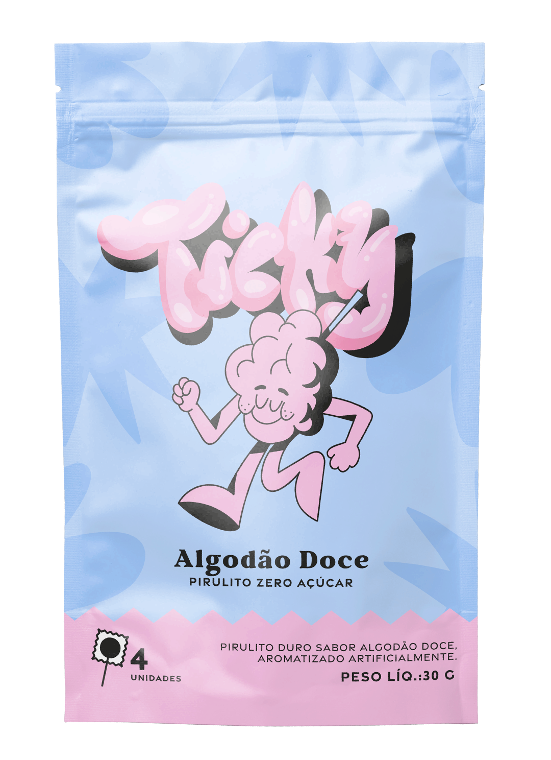 Pirulito Zero Açúcar - Mix (Algodão Doce, Cherry, Spicy, Abacaxi com Hortelã e Mate) - Pack 5 Pouches (20 Unidades)