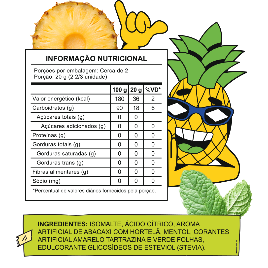 Tabela nutricional — Abacaxi com Hortelã