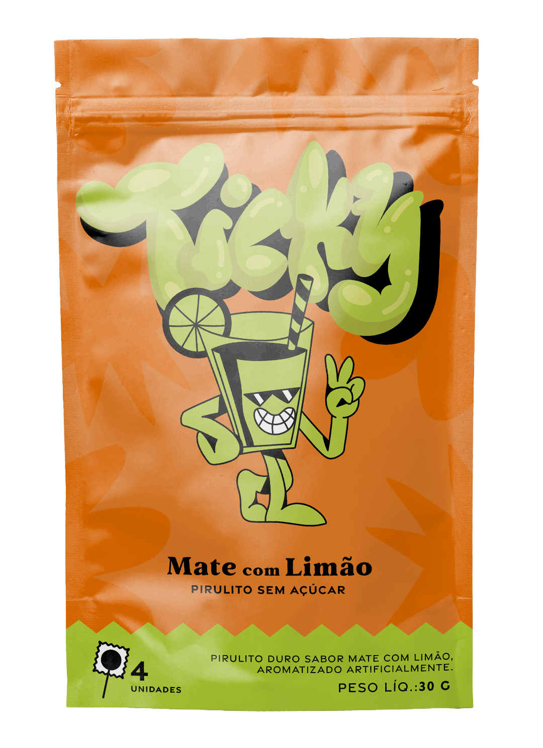 Pirulito Zero Açúcar - Mix (Algodão Doce, Cherry, Spicy, Abacaxi com Hortelã e Mate) - Pack 5 Pouches (20 Unidades)