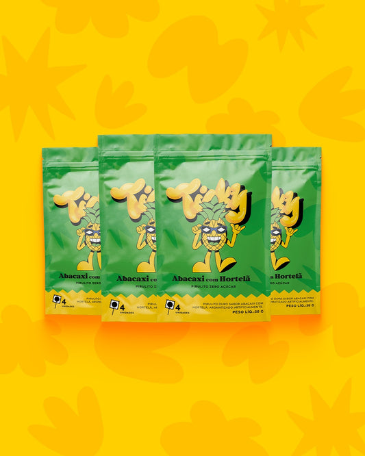 Pirulito Zero Açúcar - Sabor Abacaxi com Hortelã - Pack 4 Pouches (16 Unidades)