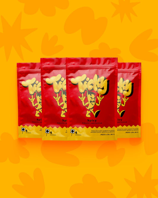 Pirulito Zero Açúcar - Sabor Spicy - Pack 4 Pouches (16 Unidades)
