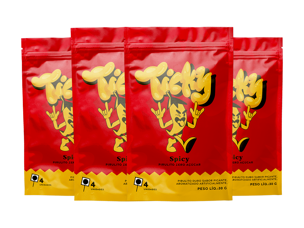 Pirulito Zero Açúcar - Sabor Spicy - Pack 4 Pouches (16 Unidades) – Ticky