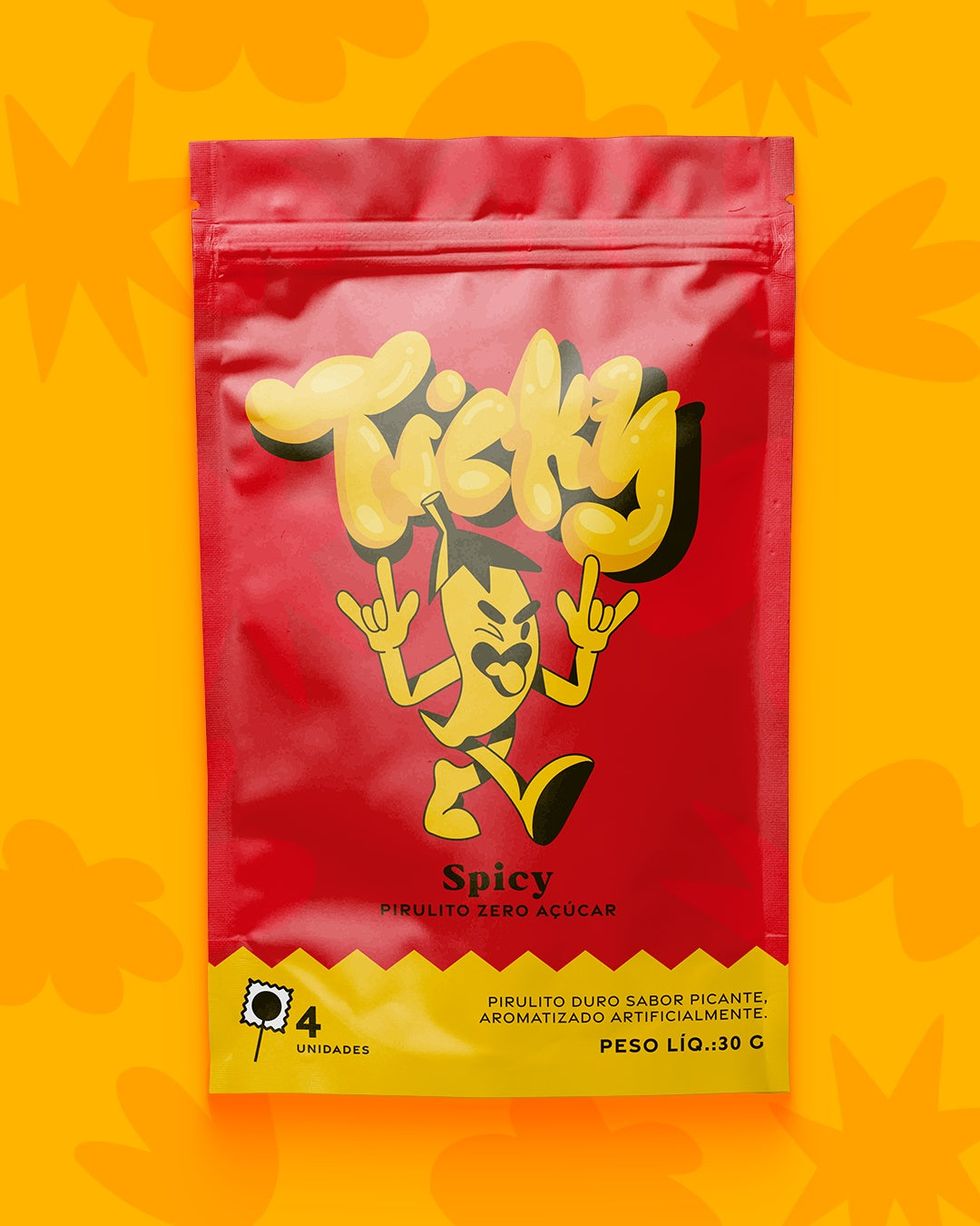 Pirulito Zero Açúcar - Sabor Spicy - Pack 4 Pouches (16 Unidades)